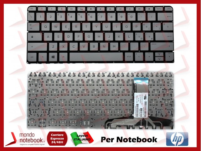 Tastiera Italiana HP Spectre 13-v000 13-v001dx 13-v111 Retroilluminata Silver