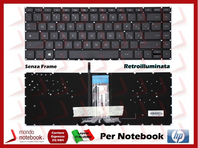 Tastiera Notebook HP Pavilion 14-AB Senza Frame (Retroilluminata) Italiana