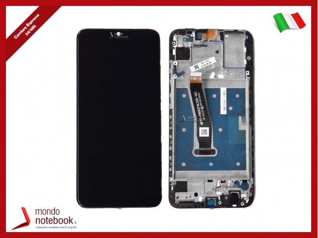 DISPLAY LCD FRAME PER HUAWEI P SMART PLUS 2019 POT-LX1T TOUCH SCREEN VETRO NERO