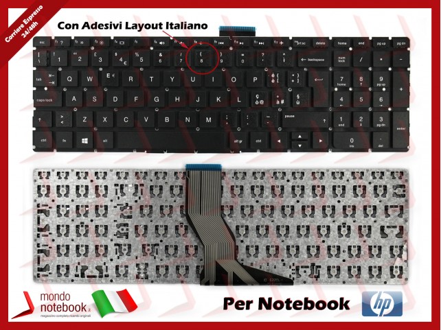 Tastiera Notebook HP Pavilion 15-AB 15-AE 15-AS (Nera) con ADESIVI LAYOUT ITALIANO