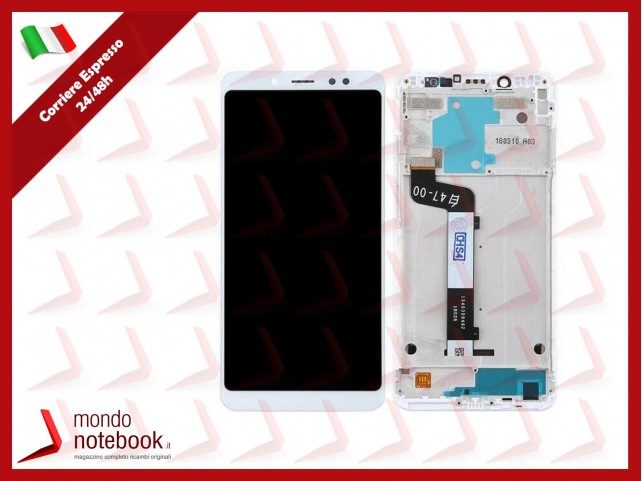 DISPLAY + FRAME LCD PER XIAOMI REDMI NOTE 5 M1803E7SG TOUCH SCREEN VETRO BIANCO