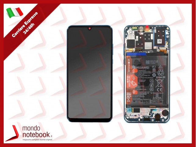 DISPLAY TOUCH LCD ORIGINALE FRAME + BATTERIA HUAWEI P30 LITE MAR-LX1A 48 MP BLU