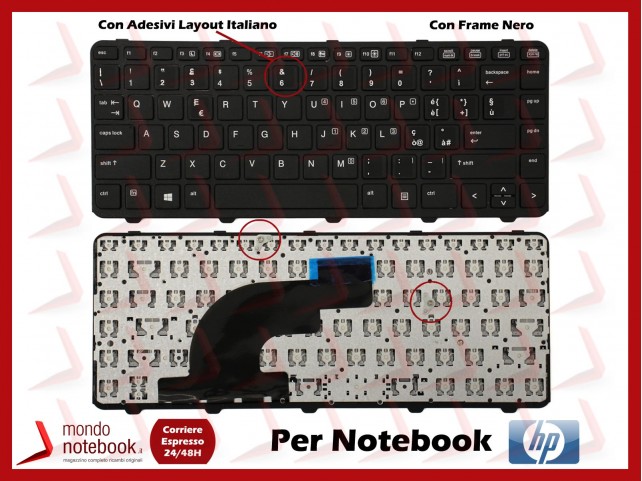 Tastiera Notebook HP ProBook 640 645 G1 (Con Frame) Con Adesivi Layout ITALIANO (14")