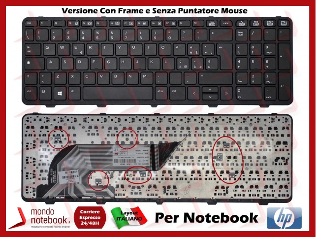 Tastiera Notebook HP Probook 650 655 G1 (Con Frame)(Senza Trackpoint) Italiana