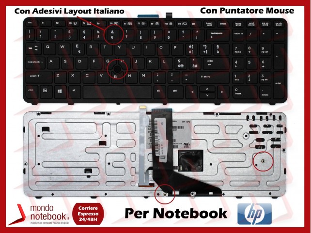 Tastiera Notebook HP ZBook 15 17 G2 (Retroilluminata) Con Trackpoint - Con Adesivi Layout Italiano