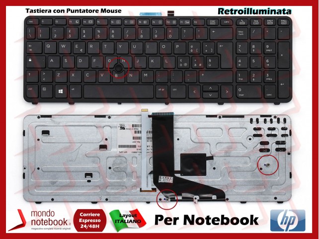 Tastiera Notebook HP ZBook 15 17 G2 (Retroilluminata) Con Trackpoint - Italiana