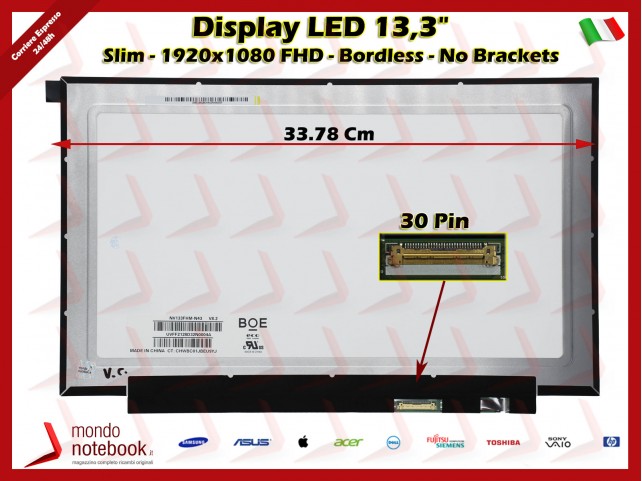 Display LCD 13,3" (1920x1080) FHD (No Brackets) 30 Pin DX