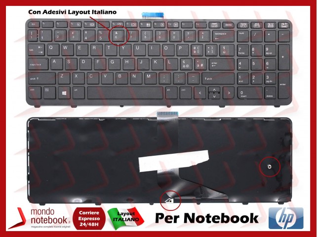 Tastiera Notebook HP ZBook 15 17 G1 G2 - Con Adesivi Layout Italiano Senza Retroilluminazione e Trac