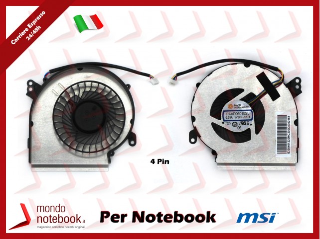 Ventola Fan GPU MSI GE62MVR GE72MVR (4 Pin)