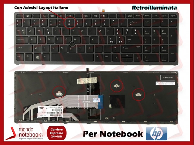 Tastiera Notebook HP ZBook 15 G3 G4, 17 G3 G4 (Retroill.) Con Adesivi Layout Italiano