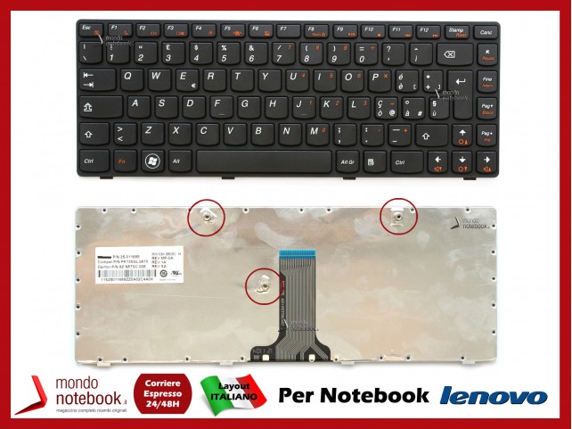 Tastiera Notebook Lenovo B470 G470 V470 (Nera con Frame Nero)