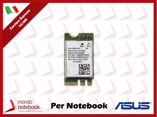 Scheda Wireless WiFi 802.11 A/B/G/N/AC+BT4.1 (1*1) Wi-Fi WLAN ASUS FX502V FX502VD GL502V GL702V P254