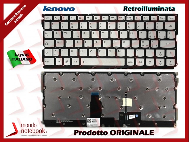 Tastiera Notebook Lenovo Ideapad Air 12 Yoga 900s Retroilluminata (SILVER)
