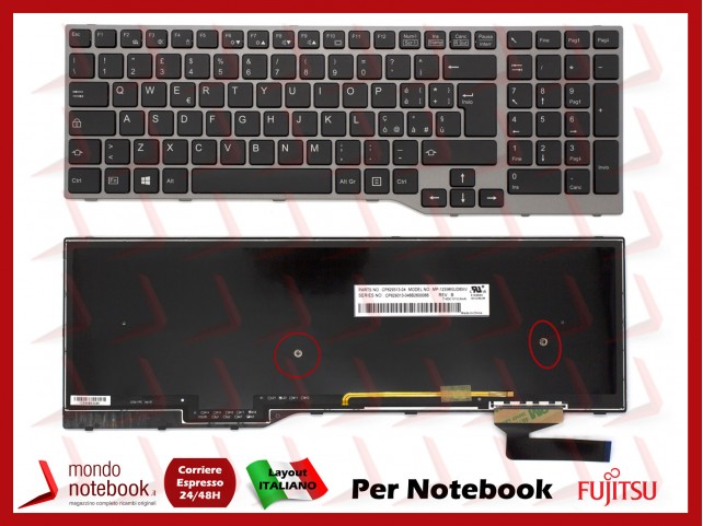 Tastiera Notebook Fujitsu LifeBook E753 E557 E754 E756 E554 E556 Retroill. No TrackPoint - Ita
