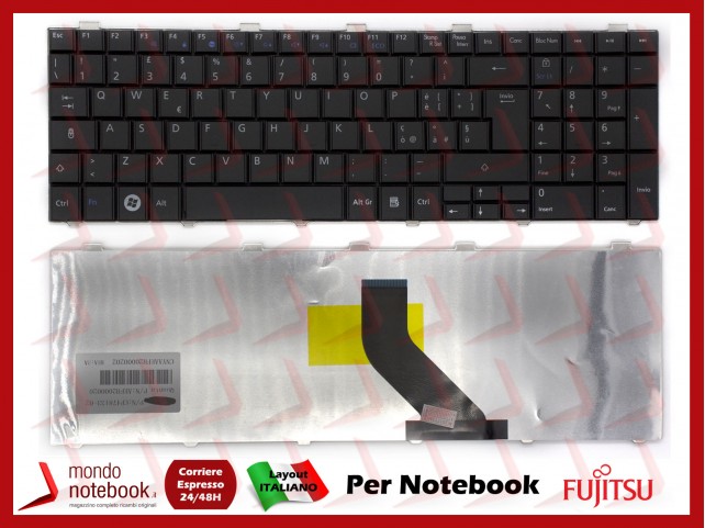 Tastiera Notebook Fujitsu Lifebook AH521 AH530 A530 A531 NH531 NH751 (ITALIANA) (NERA)