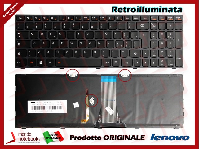 Tastiera Notebook Lenovo IdeaPad G50-30 G50-70 (Frame Nero) (Retroilluminata)