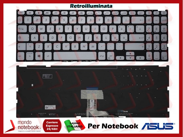 Tastiera Notebook ASUS X512 X512UF F512 (Retroilluminata) Grey Italiana