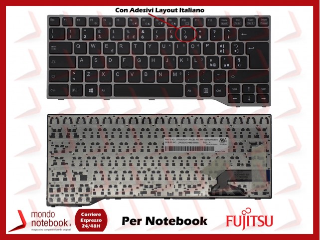 Tastiera Notebook Fujitsu Lifebook E733 E734 E736 (NERA) con ADESIVI LAYOUT ITALIANO