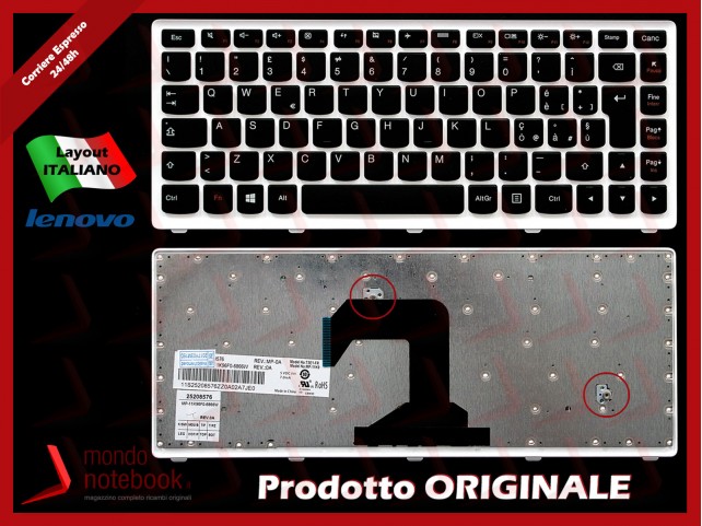 Tastiera Notebook Lenovo IdeaPad S300 S400 S405 (FRAME BIANCO)