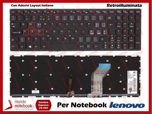 Tastiera Notebook Lenovo Ideapad Y700-15 con ADESIVI LAYOUT ITALIANO