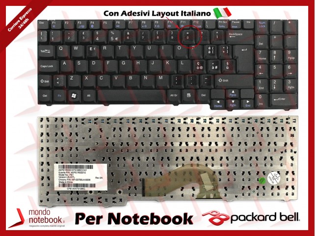 Tastiera Notebook PACKARD BELL Easynote MH35 MH36 MH45 con ADESIVI LAYOUT ITA