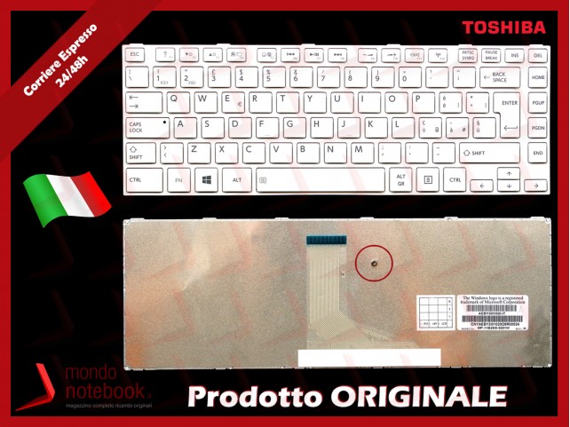 Tastiera Notebook TOSHIBA Satellite C800 L800 M800 L830 (BIANCA)