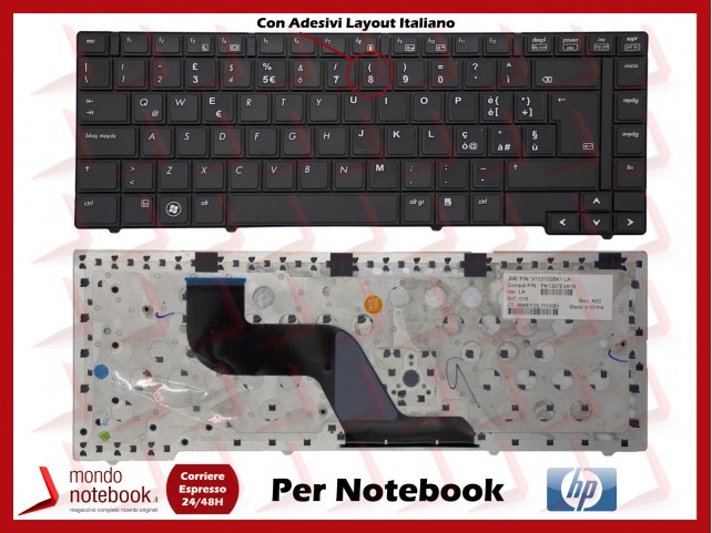 Tastiera Notebook HP Compaq ProBook 6440B 6450B 6455B 6445B con Adesivi Layout Italiano