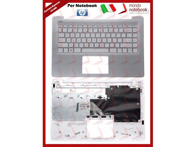 Tastiera con Top Case HP 14-DS (Silver) con Adesivi Layout Italiano