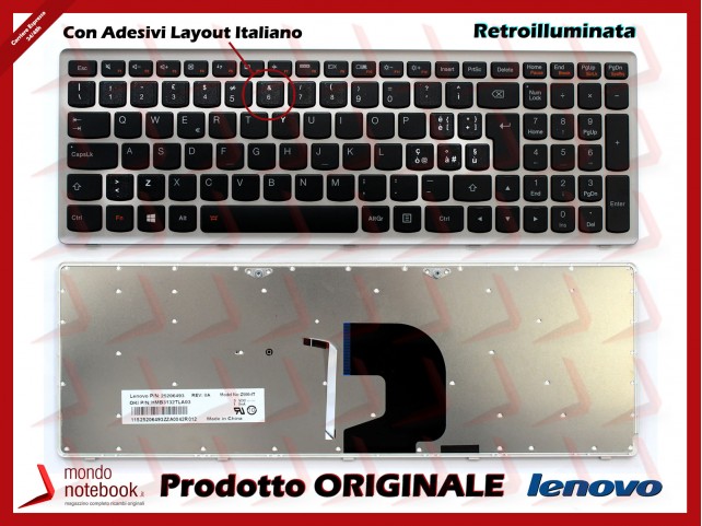 Tastiera Notebook Lenovo IdeaPad Z500 Z500A Z500G P500 (Retroill.) con Adesivi Layout Italiano