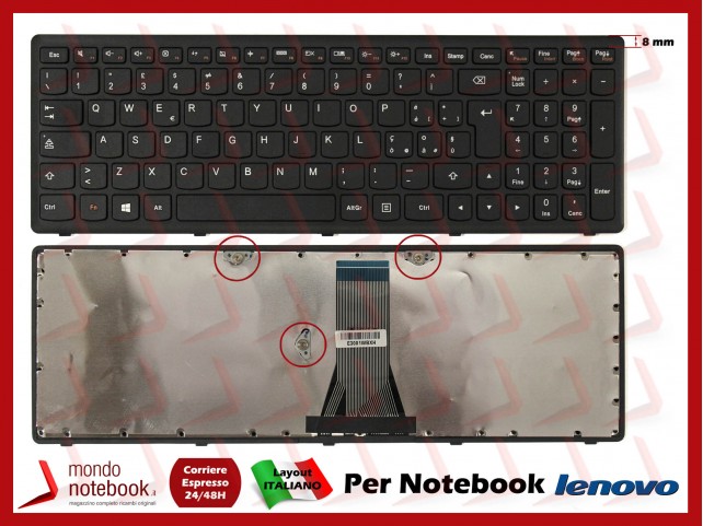 Tastiera Notebook Lenovo IdeaPad Z510 Flex 15 G500 S500 (FRAME NERO)