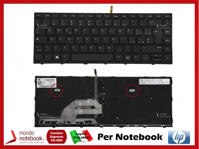 Tastiera Notebook HP Probook 430 G5, 440 G5 (Nera) Italiana Retroilluminata