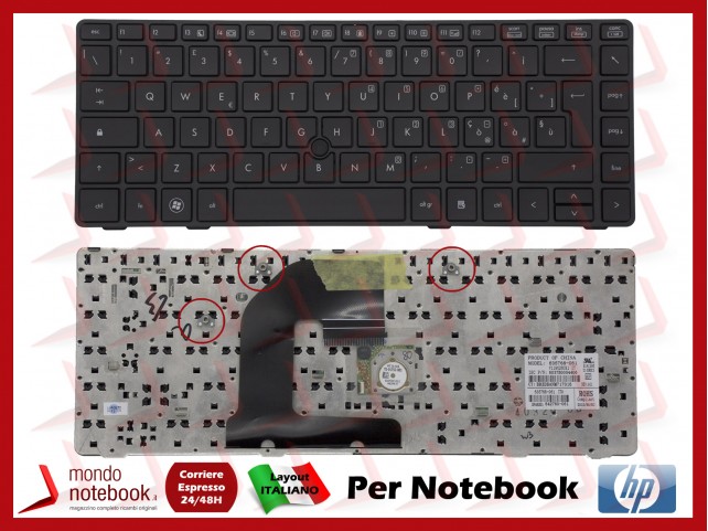 Tastiera Notebook HP EliteBook 8460p 8460w 8470p 8470w 6465b (FRAME NERO) Con Trackpoint