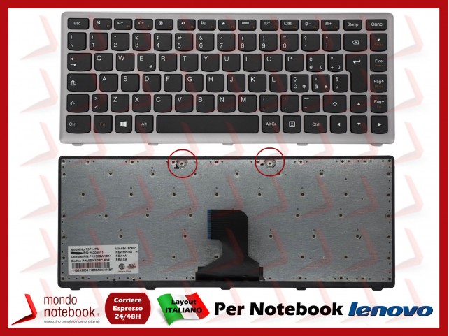 Tastiera Notebook Lenovo Z400 Z400A Z400N Z400T Z410 P400 FRAME SILVER