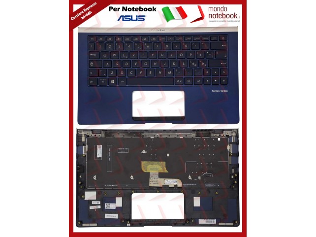 Tastiera Italiana Completa di Top Case Superiore ASUS ZenBook 13 UX333 [Royal Blue] UX333F UX333FA UX333FN (RETROILLUMINATA) in