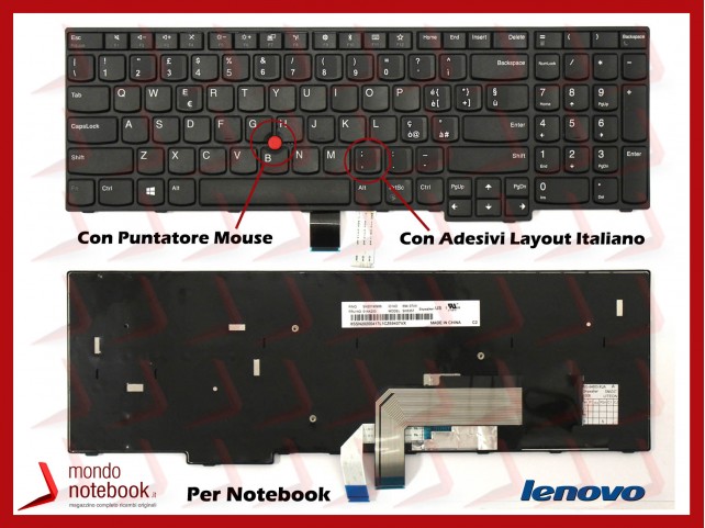 Tastiera Notebook Lenovo Thinkpad E570 E575 (con Trackpoint) con ADESIVI LAYOUT ITALIANO