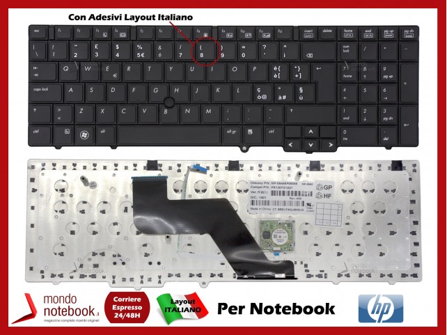 Tastiera Notebook HP EliteBook 8540P 8540W con ADESIVI LAYOUT ITA con Trackpoint