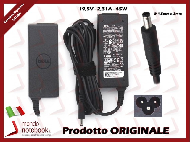 Alimentatore Originale DELL 45W 19,5V 2,31A (4,5mm x 3mm)