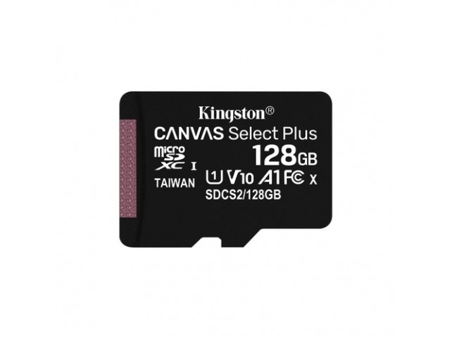SD-MICRO KINGSTON 128GB INCL. ADAPTER CLASS 10 UHS-I 100MB/S + ADATTATORE CANVAS SELECT - SDCS2/128GB