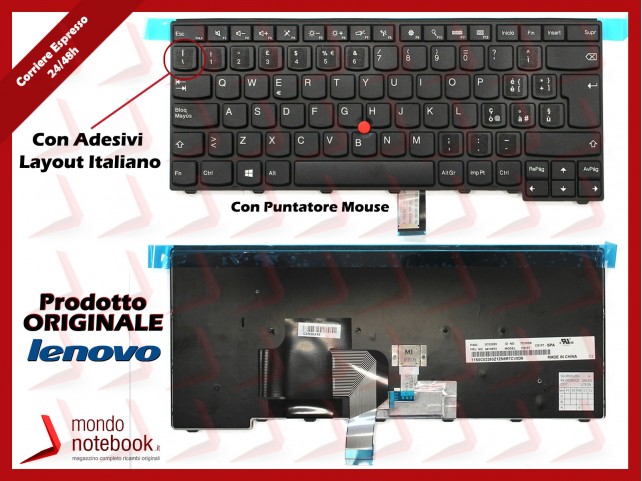 Tastiera Notebook Lenovo ThinkPad T440 T450 T460 T440p T440s con Trackpoint con ADESIVI LAYOUT ITALIANO