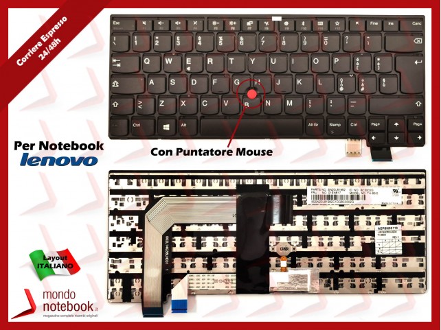 Tastiera Notebook Lenovo Thinkpad T460s T470s Con Puntatore Mouse (2° Generazione)