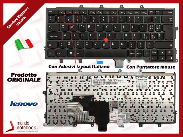 Tastiera Notebook Lenovo Thinkpad X240 X240S X240I X250 (Con Trackpoint) con ADESIVI LAYOUT ITALIANO