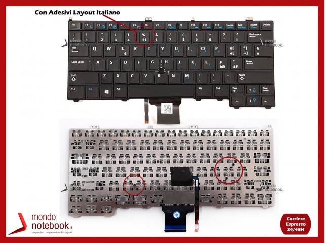 Tastiera Notebook DELL Latitude E7440 E7420 E7240 con Trackpoint con Adesivi Layout ITA