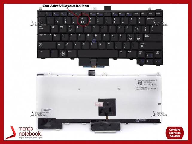 Tastiera Notebook DELL Latitude E4310 (NERA) Retroilluminata - Con Adesivi Layout ITA