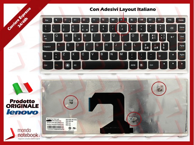Tastiera Notebook Lenovo U410 Frame Silver con ADESIVI LAYOUT ITALIANO