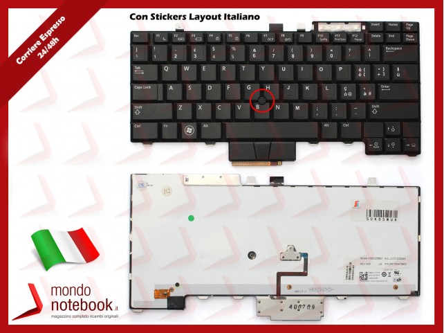 Tastiera Notebook DELL Latitude E6400 E6500 Precision M2400 (RETROILL) CON ADESIVI LAYOUT ITA (Con Trackpoint)
