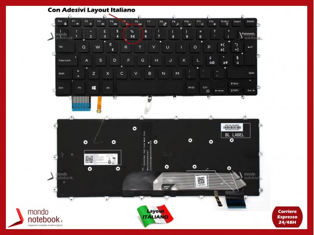 Tastiera Notebook DELL Inspiron 5368 Latitude 3390 Vostro 5370 con ADESIVI LAYOUT ITA