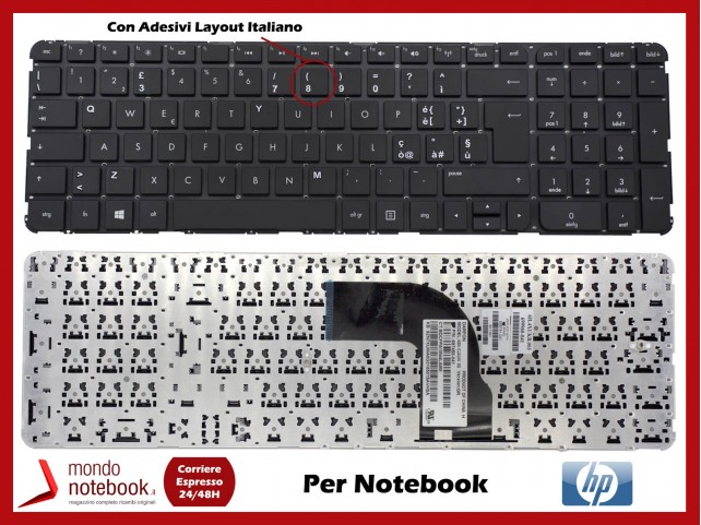 Tastiera Notebook HP DV7-7000 DV7-7200 (NERA) SENZA FRAME con Adesivi Layout ITALIANO