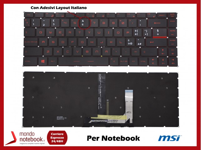 Tastiera Notebook MSI GF63 MS-16R1 MS-16R4 MS-16W1 GS65 PS63 MS-16S1 con Adesivi Layout Italiano