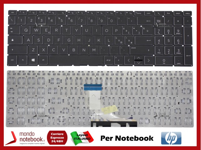Tastiera Notebook HP 15-DA 15-DB 15-DR 250 255 G7 G8 (Nera con contorno Bianco) Italiana