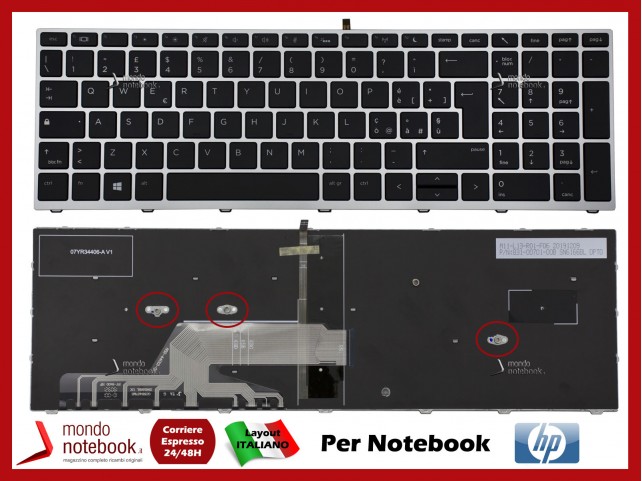 Tastiera Notebook HP Probook 450 455 470 G5 (Frame Silver) Italiana Retroilluminata